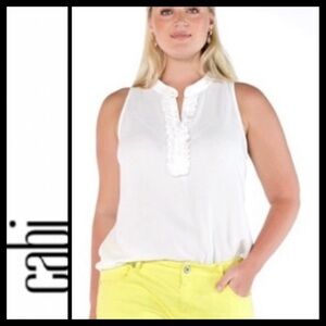 NWT CAbi White Ruffle Trim Frill Blouse
